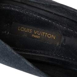 Louis Vuitton Navy Blue Suede Kimono Peep Toe Platform Pumps Size 38