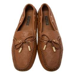 Pre Owned حذاء لوفرز لوي فيتون غلوريا جلد بني مقاس 36.5