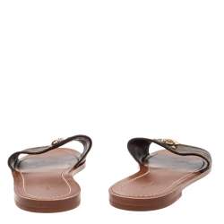 مملوكة مسبقًا Louis Vuitton Brown Monogram Canvas Lock It Flat Slides Size 37