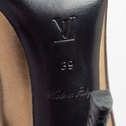 Louis Vuitton Gold/Black Patent and Snakeskin Leather Open-Toe Pumps Size 39