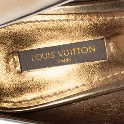 Louis Vuitton Gold/Black Patent and Snakeskin Leather Open-Toe Pumps Size 39