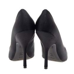 Pre Owned Louis Vuitton Black Satin Bernice Studded Pumps Size 37.5