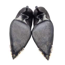 Pre Owned Louis Vuitton Black Satin Bernice Studded Pumps Size 37.5