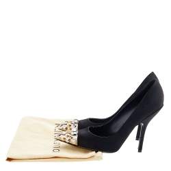 Pre Owned Louis Vuitton Black Satin Bernice Studded Pumps Size 37.5
