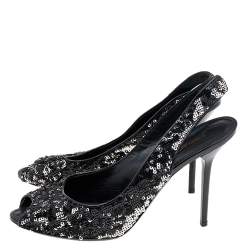 Pre Owned صندل لوي فيتون ليزا ترتر فضي وذهبي فتحة كعب مقاس 39