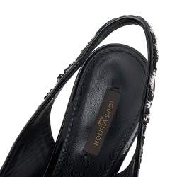 Pre Owned صندل لوي فيتون ل يزا ترتر فضي وذهبي فتحة كعب مقاس 39