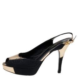louis vuitton Heels Patent Leather Slingbacks shoes gold