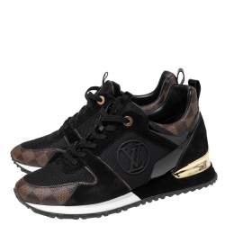 Pre Owned Louis Vuitton Brown/Black Canvas And Suede Run Away  Sneakers Size 38.5