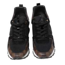 Pre Owned Louis Vuitton Brown/Black Canvas And Suede Run Away  Sneakers Size 38.5