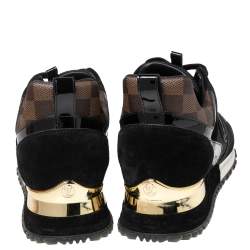 Pre Owned Louis Vuitton Brown/Black Canvas And Suede Run Away  Sneakers Size 38.5
