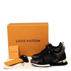 Pre Owned Louis Vuitton Brown/Black Canvas And Suede Run Away  Sneakers Size 38.5
