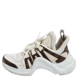 Louis Vuitton White/Brown Monogram Canvas and Leather Archlight  Sneakers Size 38