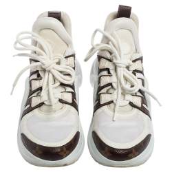Louis Vuitton White/Brown Monogram Canvas and Leather Archlight  Sneakers Size 38