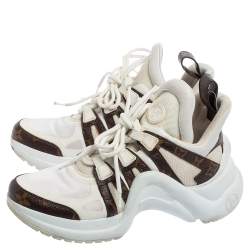 Louis Vuitton White/Brown Monogram Canvas and Leather Archlight  Sneakers Size 38