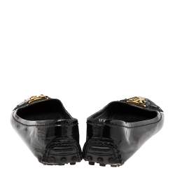 مملوكة مسبقًا Louis Vuitton Black Patent Leather Logo Ballet Flats Size 37