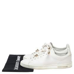 مملوكة مسبقًا حذاء رياضي لوي فيتون فرونترو مزخرف بالشعار جلد أبيض عنق منخفض مقاس 38.5