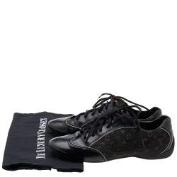 Louis Vuitton Black Monogram Canvas and Leather Low Top Sneakers Size 39