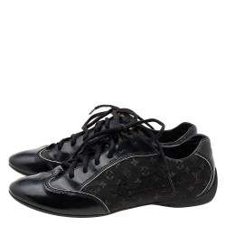 Louis Vuitton Black Monogram Canvas and Leather Low Top Sneakers Size 39