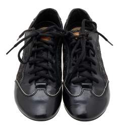 Louis Vuitton Black Monogram Canvas and Leather Low Top Sneakers Size 39