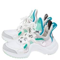 Pre Owned Louis Vuitton Green/White Leather LV Archlight Sneakers Size 37