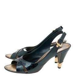 Pre Owned صندل لوي فيتون مونوغرام فيرنيه أخضر سيور متقاطعة فتحة كعب مقاس 40