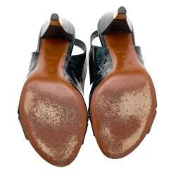 Pre Owned صندل لوي فيتون مونوغرام فيرنيه أخضر سيور متقاطعة فتحة كعب مقاس 40