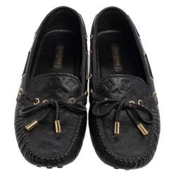 مملوكة مسبقًا حذاء لوفرز لوي فيتون غلوريا جلد مونوغرامي أسود مقاس 37