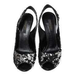 Pre Owned حذاء كعب عالي لوي فيتون ليزر ترتر فضي/أسود بحزام خلفي للكاحل مقاس 36