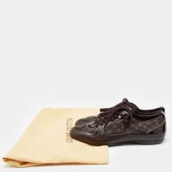 مملوكة مسبقًا Louis Vuitton Brown Leather and Mini Lin Canvas Low Top Sneakers Size 38