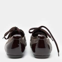 مملوكة مسبقًا Louis Vuitton Brown Leather and Mini Lin Canvas Low Top Sneakers Size 38