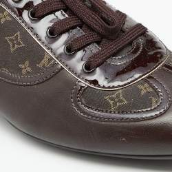 مملوكة مسبقًا Louis Vuitton Brown Leather and Mini Lin Canvas Low Top Sneakers Size 38