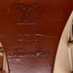 مملوكة مسبقًا Louis Vuitton Brown/Gold Leather Andalucia Wedge Sandals Size 37.5
