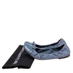 Pre Owned حذاء باليرينا فلات لوي فيتون ايلبا جلد وكانفاس أزرق مجعد مقاس 40