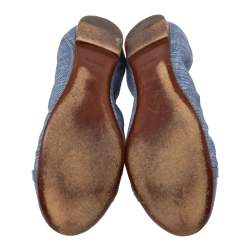 Pre Owned حذاء باليرينا فلات لوي فيتون ايلبا جلد وكانفاس أزرق مجعد مقاس 40