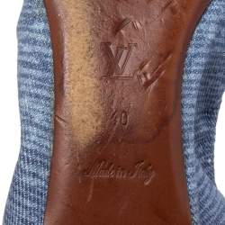 Pre Owned حذاء باليرينا فلات لوي فيتون ايلبا جلد وكانفاس أزرق مجعد مقاس 40