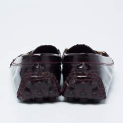 Pre Owned حذاء لوفرز أوكسفورد لوي فيتون جلد لامع عنابي مقاس 37