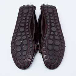 Pre Owned حذاء لوفرز أوكسفورد لوي فيتون جلد لامع عنابي مقاس 37