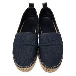 Pre Owned Louis Vuitton Navy Blue  Denim  Espadrilles Flats Size 40