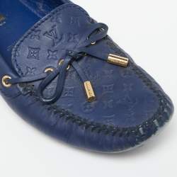 Pre Owned Louis Vuitton Blue Leather Gloria Loafers Size 38