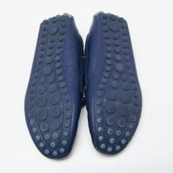 Pre Owned Louis Vuitton Blue Leather Gloria Loafers Size 38
