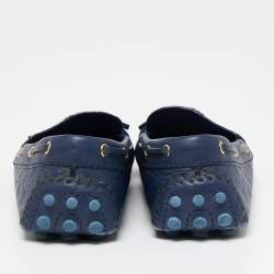 Pre Owned Louis Vuitton Blue Leather Gloria Loafers Size 38