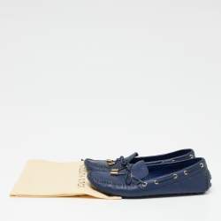 Pre Owned Louis Vuitton Blue Leather Gloria Loafers Size 38