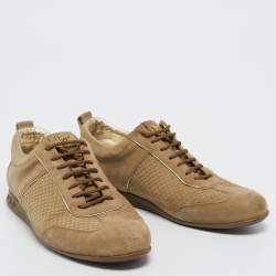 Louis Vuitton Beige Suede Low Top Sneakers Size 36.5