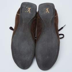 Pre Owned Louis Vuitton Brown Suede and Monogram Coated Canvas Energie Low-Top Sneakers Size 39.5