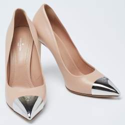 مملوكة مسبقًا Louis Vuitton Nude Pink Leather Urban Twist Metal Cap-Toe Pumps Size 39