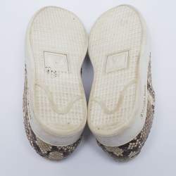 Louis Vuitton Brown/Beige Python Leather Front Row Low-Top Sneakers Size 36