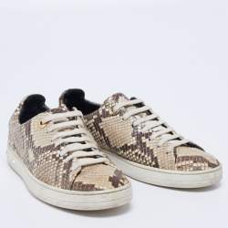 Louis Vuitton Brown/Beige Python Leather Front Row Low-Top Sneakers Size 36