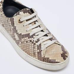 Louis Vuitton Brown/Beige Python Leather Front Row Low-Top Sneakers Size 36