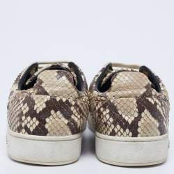 Louis Vuitton Brown/Beige Python Leather Front Row Low-Top Sneakers Size 36