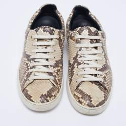 Louis Vuitton Brown/Beige Python Leather Front Row Low-Top Sneakers Size 36